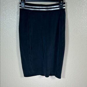 Classic Black Pencil Skirt with Metallic Waistband Size Medium